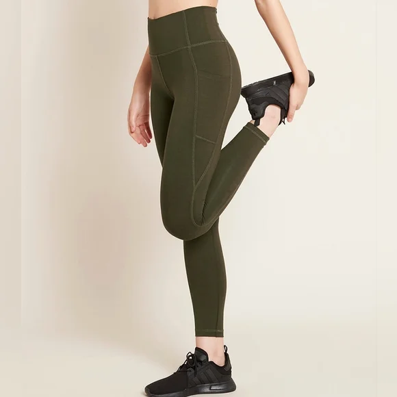NWT BOODY EcoWear Motivate Full Length High Waist Tights - Dark Olive - Large - Picture 3 of 8